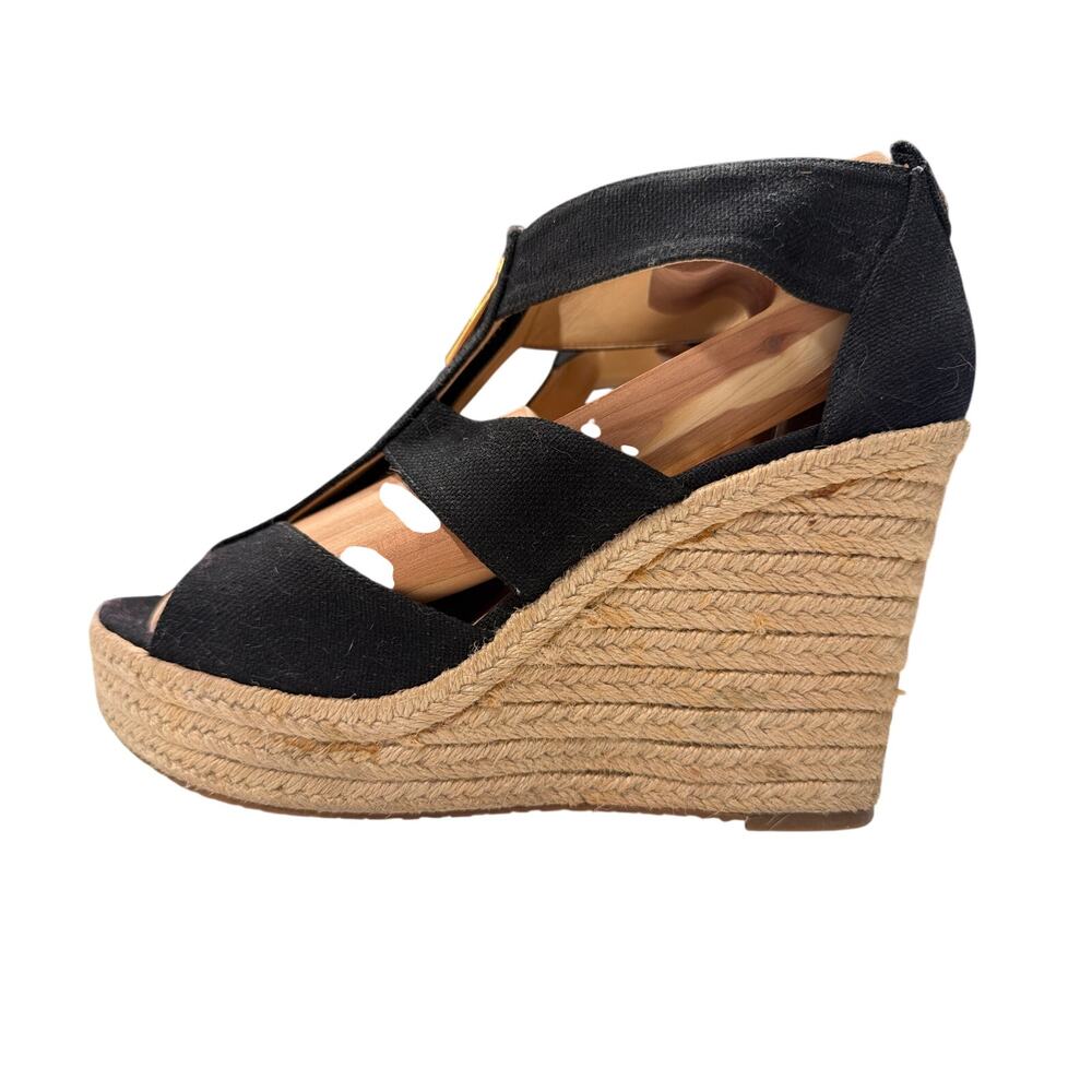 MICHAEL Michael Kors Etta Wedge 8.5 sandals Black upper jute-wrapped wedge heel